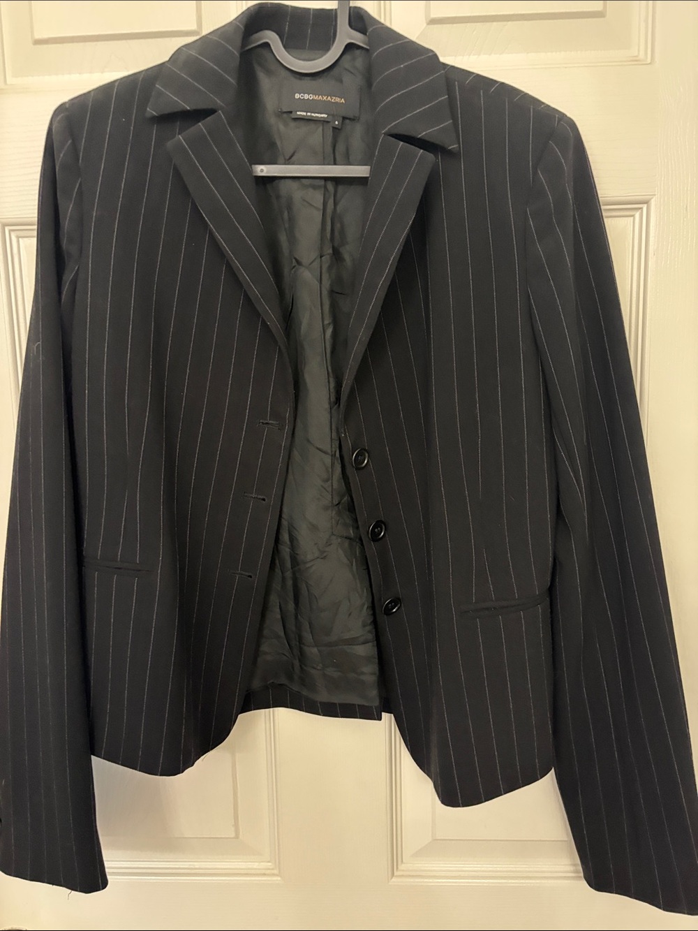 BCBGMaxAzria Black Pinstripe Women's Blazer